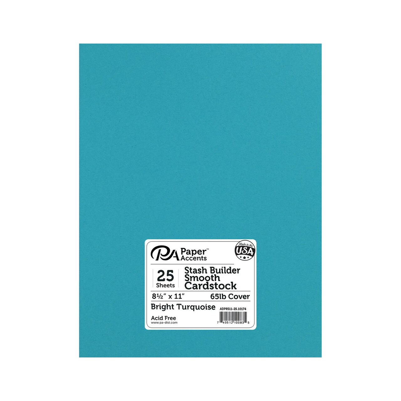PA Paper Accents Stash Builder Cardstock 8.5" x 11" Bright Turquoise, 65lb colored cardstock paper for card making, scrapbooking, printing, quilling and crafts, 25 piece pack